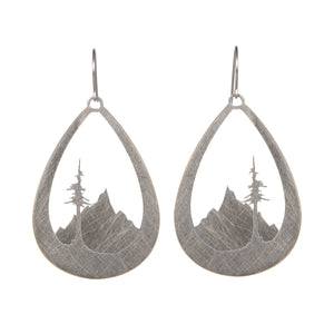Layered Stainless Steel Mountain and Tree Earrings