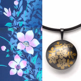 Carolina Andersson - Cherry Blossoms silver and gold pendant keumbo yukata cotton fabric