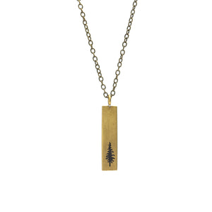 Majestic Conifer Tree Necklace - Brass Chain