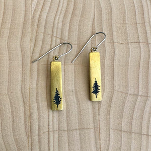 Majestic Conifer Tree Dangle Earrings - Short