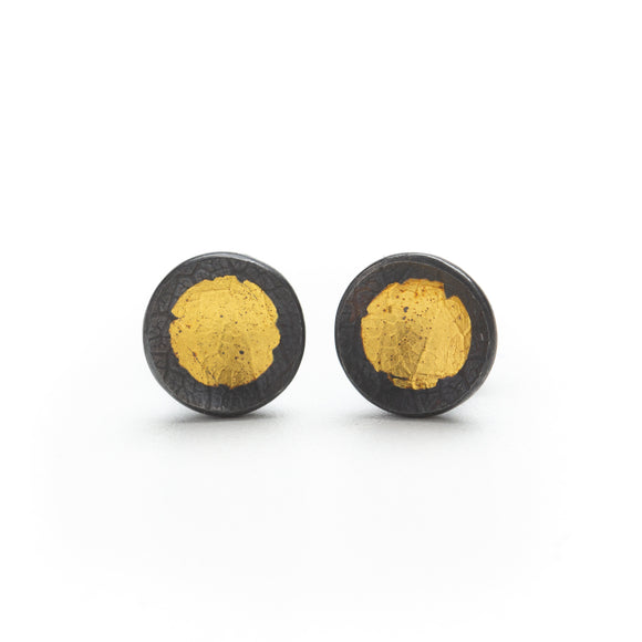 Oxidized Silver & Gold Studs