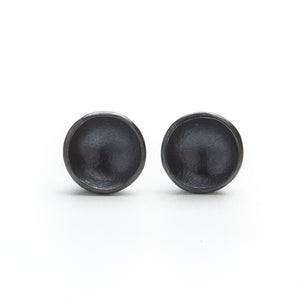 Oxidized Silver Round Studs