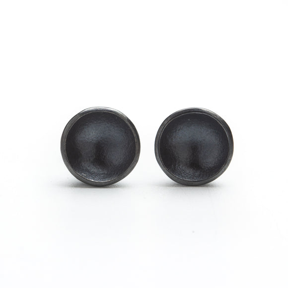 Oxidized Silver Round Studs