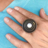 Oxidized Pearl Ring