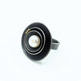 Oxidized Pearl Ring