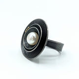 Oxidized Pearl Ring