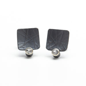 Black Square Studs with topaz