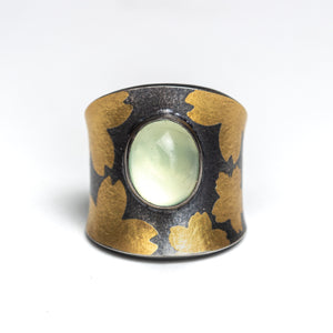 Golden Flower Prehnite Ring