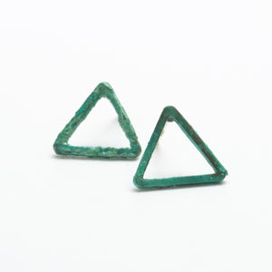 Patinated Open Triangle Earrings