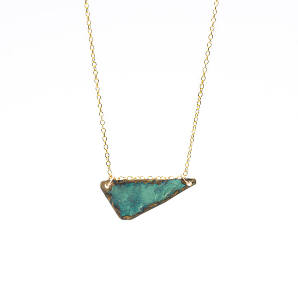 Small Patina Triangle Tag Necklace
