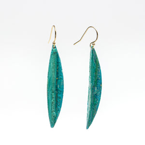 Slim Green Leaf shape Earrings