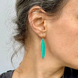 Slim Green Leaf shape Earrings