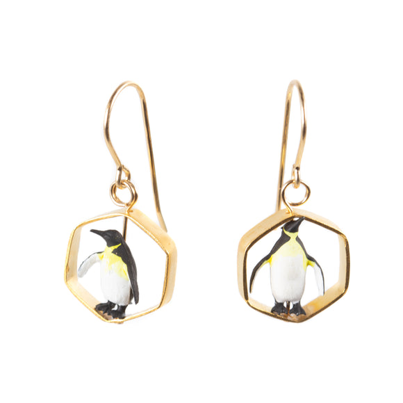 Penguin Earrings in Gold