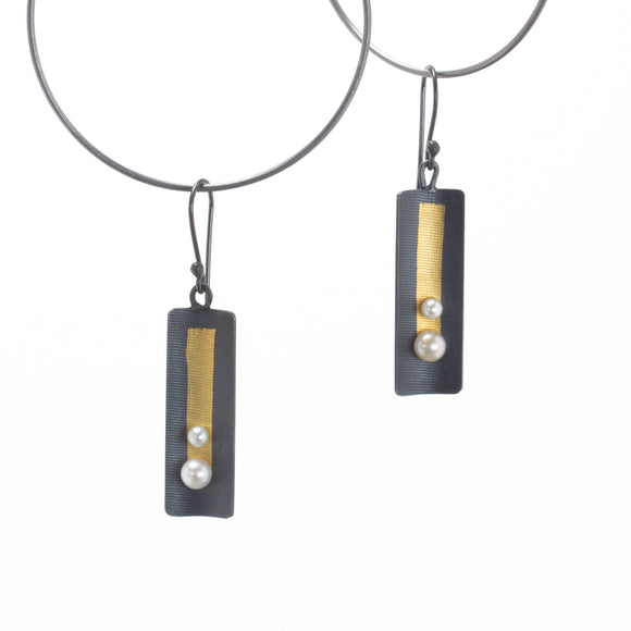 Golden Rectangle Earrings with pearls