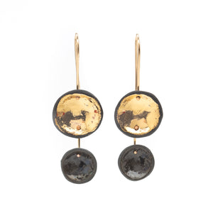 Shiny Black Gold Porcelain Earrings