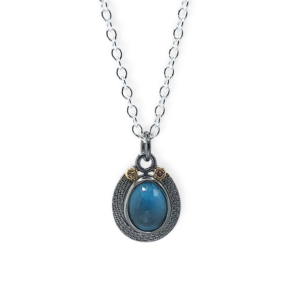 Blue Topaz, Diamonds Necklace