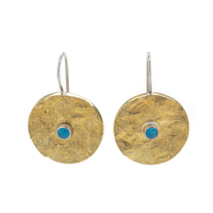 Round stone texture bronze Earrings