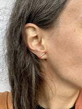 Petite Bar Stud with Coral Silk