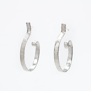 Silver Hoop Spiral Earrings