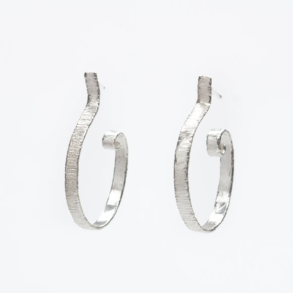 Silver Hoop Spiral Earrings