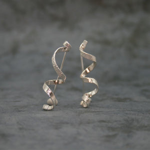 Unfolded Silver Spiral Earrings