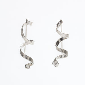 Unfolded Silver Spiral Earrings