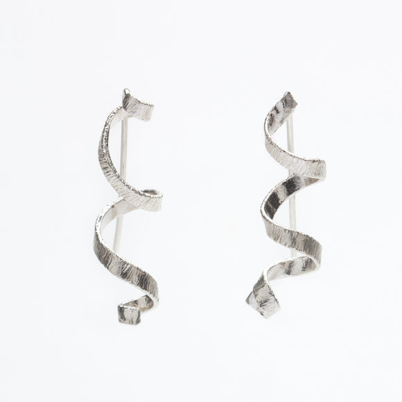 Unfolded Silver Spiral Earrings