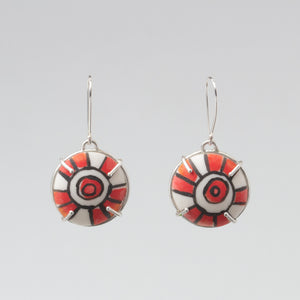 Sunflowers -	Red Dot Earrings