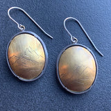Brass and Silver Engraved Mountain Earrings