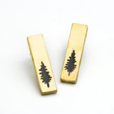 Brass Majestic Conifer Tree Post Earrings