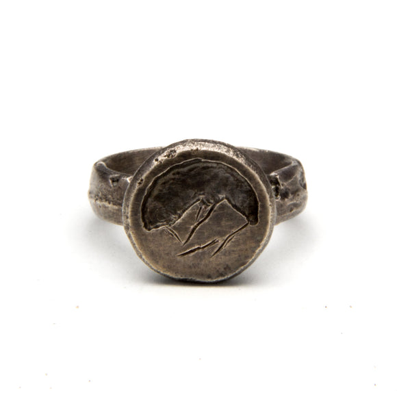 Hand-Carved Silver Mountain Ring