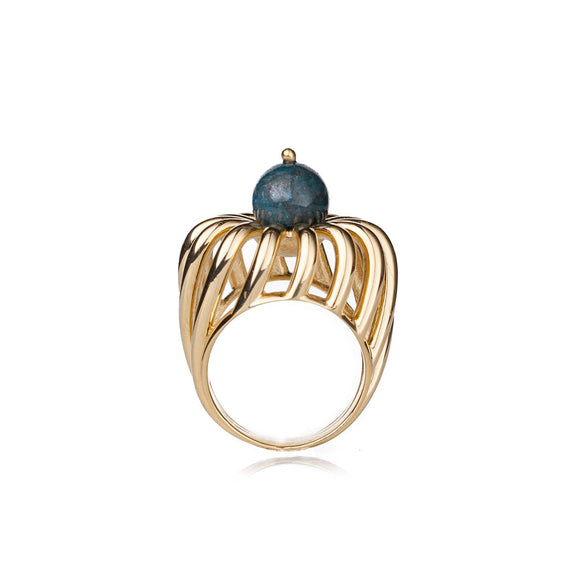 Crown Ring with Apatite gold vermil 18K sterling silver