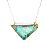 Triangle Green Patina Necklace brass gold-fill