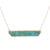 Bar Necklace with Green Patina
