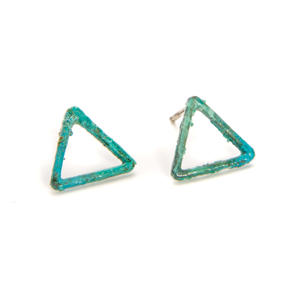 Patinated Open Triangle Earrings