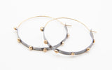 Studded Silver and Bronze Hoop Earrings