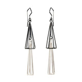 Double Spire Chandelier Earrings in Silver bright and oxidized