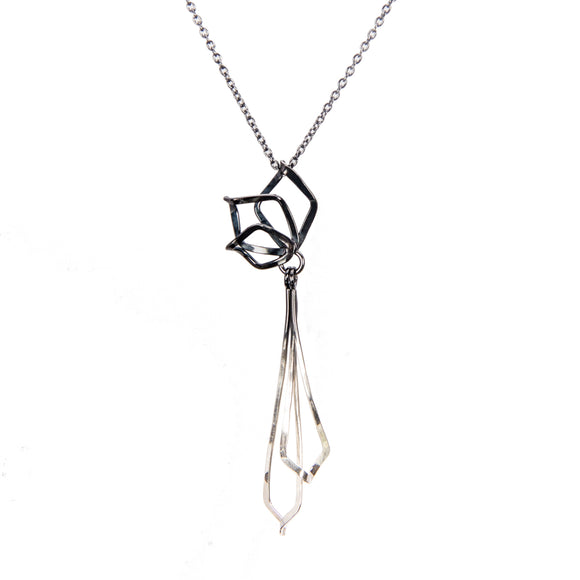 Triple Petal Twist Necklace sterling silver ombre