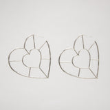 Double Heart Hoop Earrings in Silver
