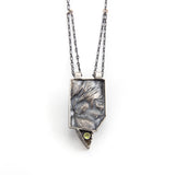Cobalt Calcite and Reticulated Silver Necklace