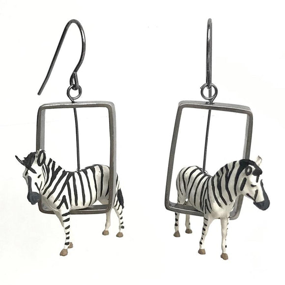 Zebra Earrings in Sterling Silver