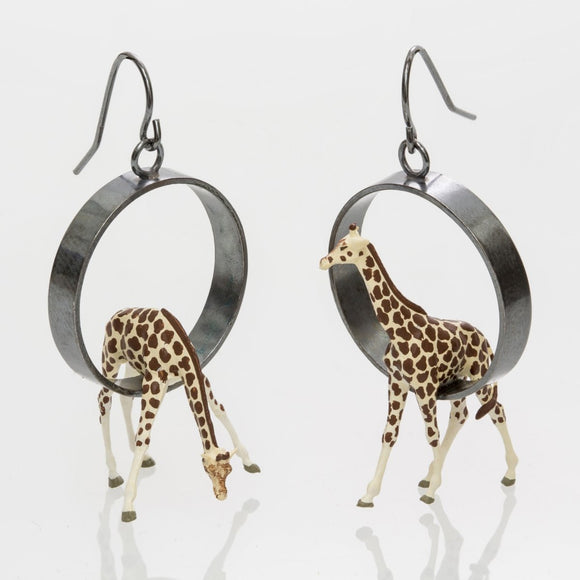 Giraffe Earrings in Sterling Silver