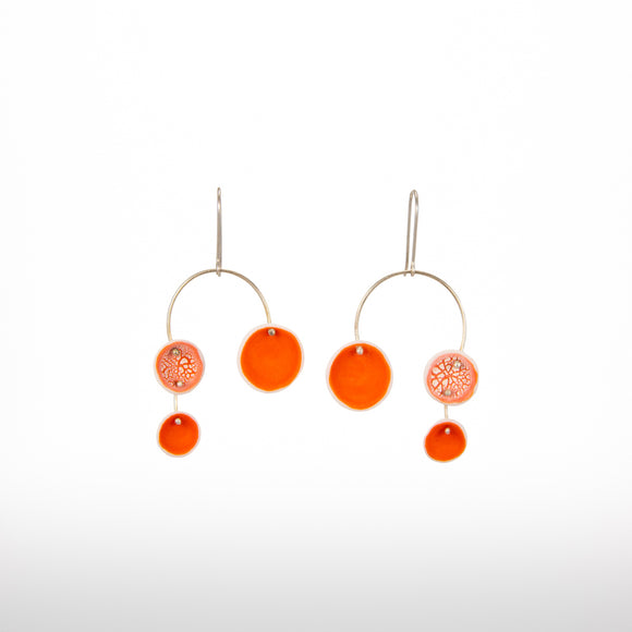 Orange Porcelain Chandelier Earrings