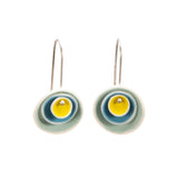 Nested Porcelain Disc Earrings in Yellow and Blues