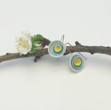 Nested Porcelain Disc Earrings in Yellow and Blues
