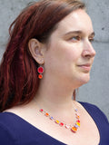 Duo Pod Earrings in Red and Orange