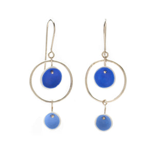 Circle and Double Pod Earrings in Cobalt