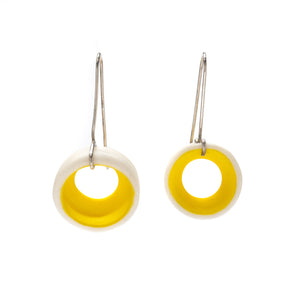 Porcelain Tunnel Earrings in Yellow