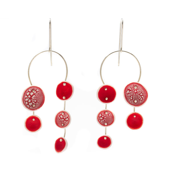 Mobile Earrings in Red and Crackle
