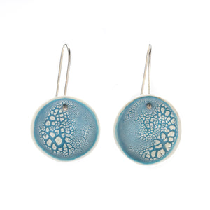 Turquoise and White Crackle Earrings